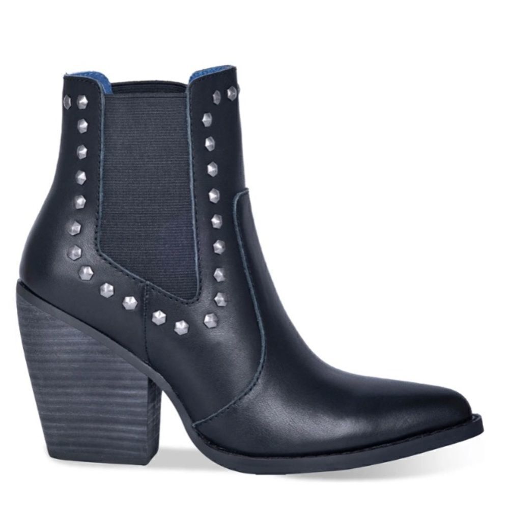 Dingo Stay Sassy Western Booties Women's Studded Ankle Leather Boots Black